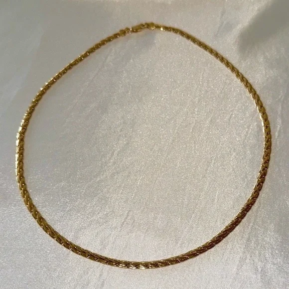 Vintage Gold Herringbone Chain Thicker .25” Width Necklace 21” Heavyweight - Picture 8 of 13